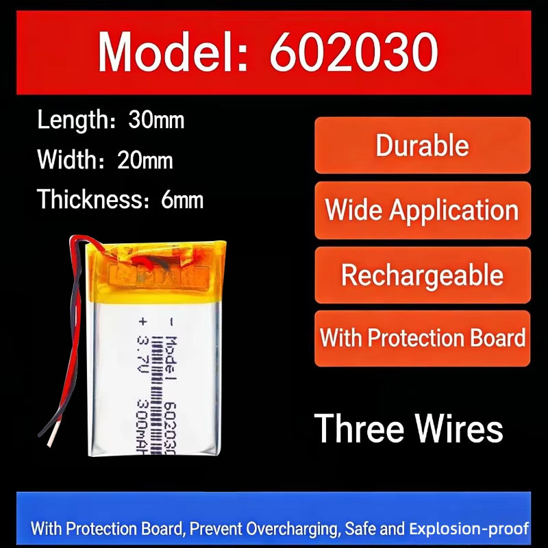 Smartwatch - 3.7V 300mAh 602030 Lithium Battery Lithium