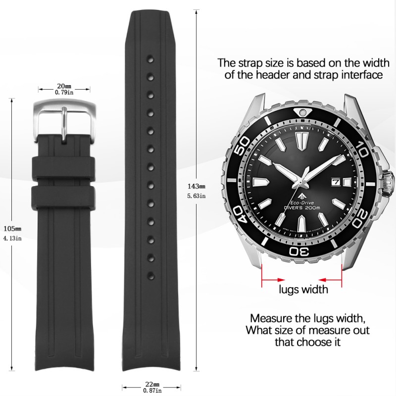 22mm Curved End Silicone Watch - Citizen Watch Promaster review and price