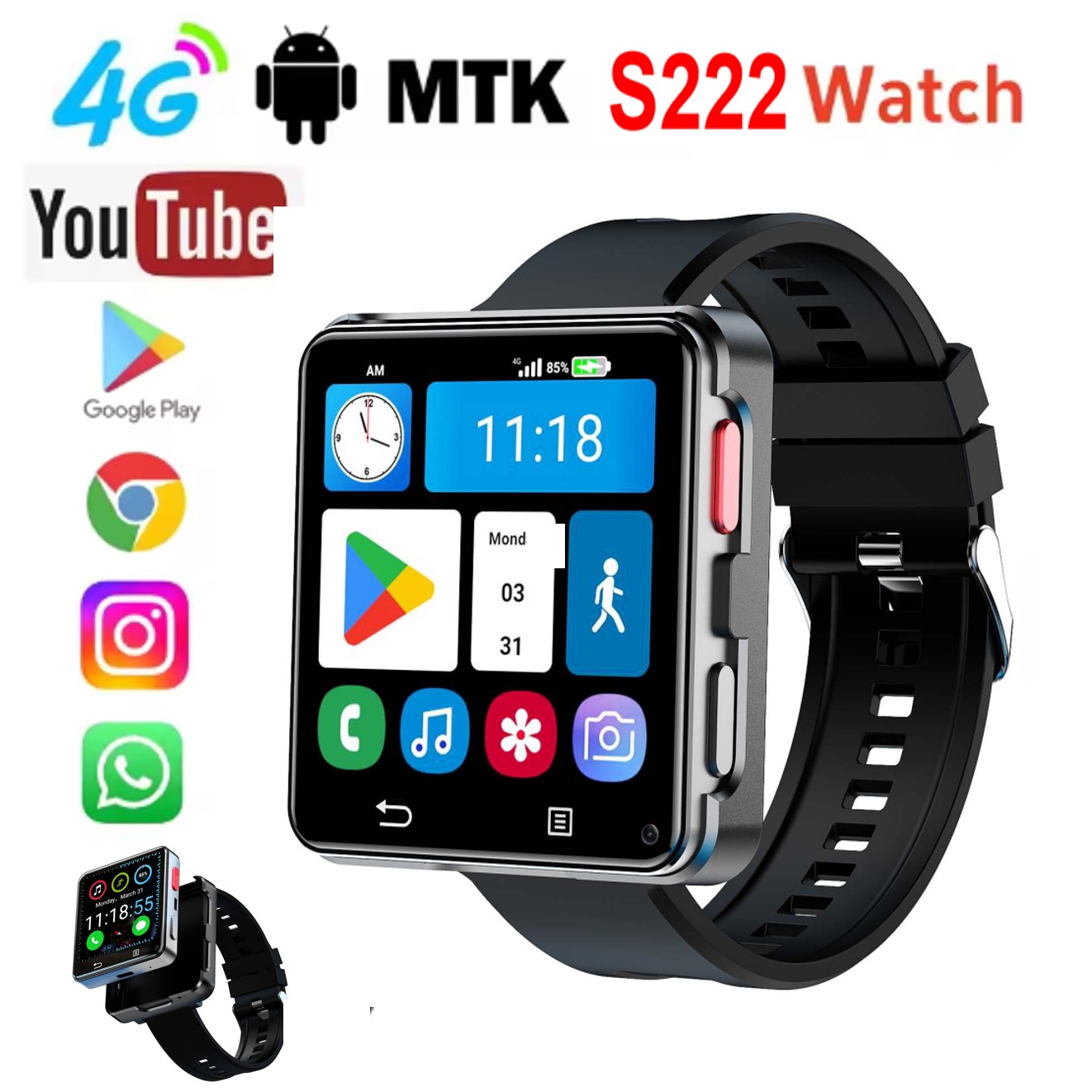 S222 Smart Watch 4G SI-M Card  - Smartwatch review and price