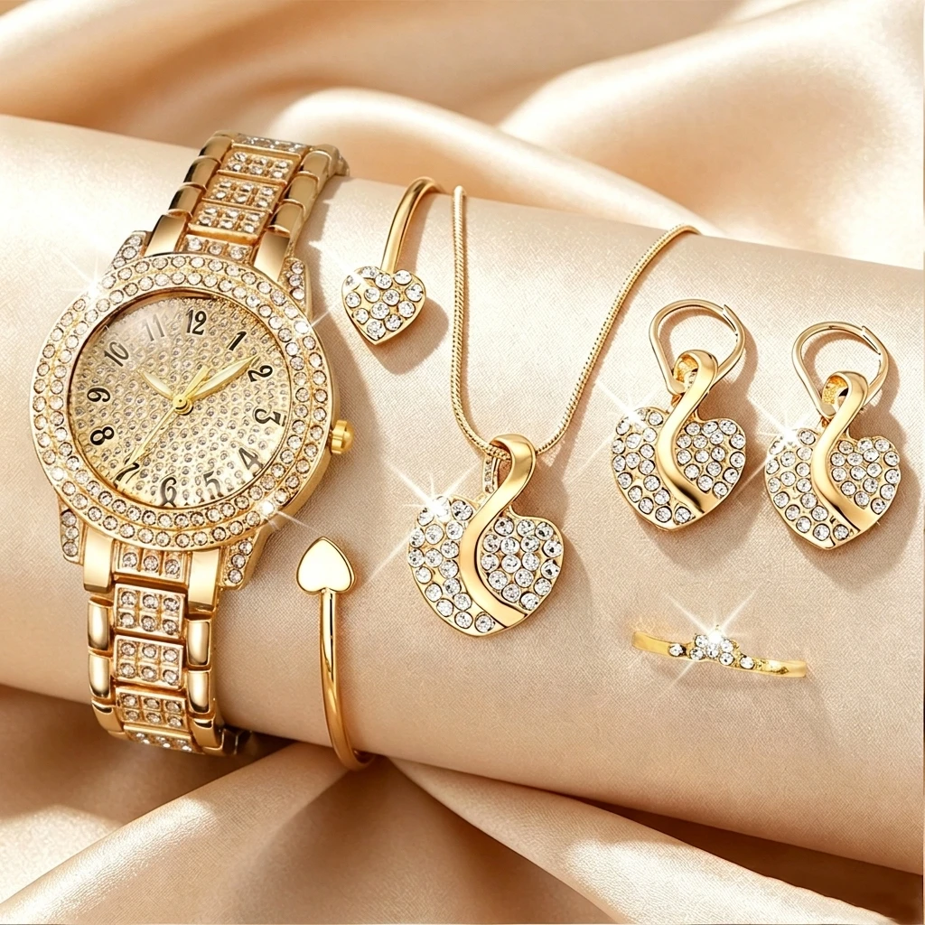6PCS Fashion Rhinestone Women  - Jewelry Watches Luxury review and price